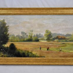 19th C. English Pastoral Farm Oil Painting - framed